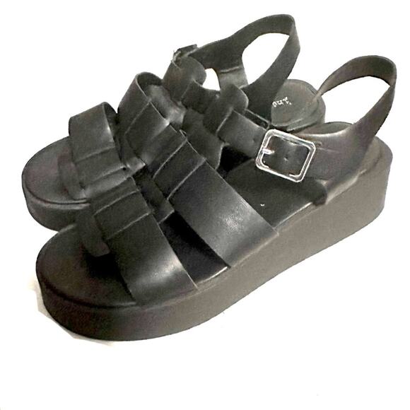 Indigo Rd Faux Leather Chunky Fisherman Platform Open Toe Black Sandals Women 11 - Picture 2 of 7